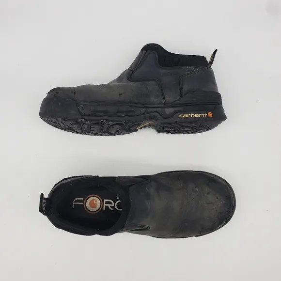 Carhartt Shoes Men 9.5 Force Pull on Waterproof Steel Toe Black Safe Boots