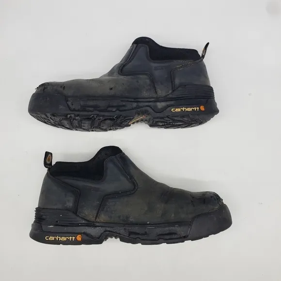 Carhartt Shoes Men 9.5 Force Pull on Waterproof Steel Toe Black Safe Boots