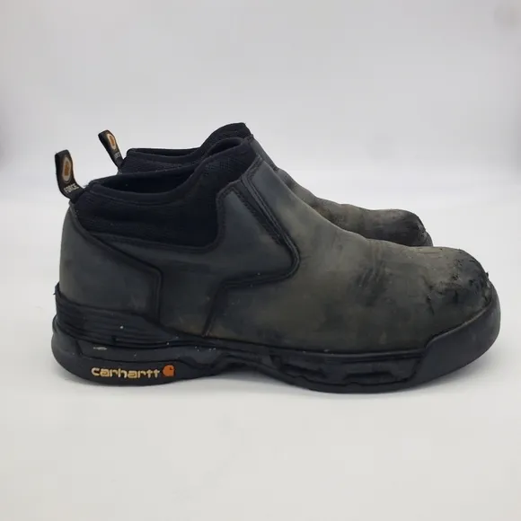 Carhartt Shoes Men 9.5 Force Pull on Waterproof Steel Toe Black Safe Boots