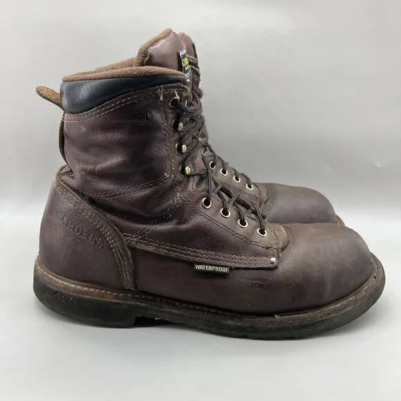 Carolina 8&quot; Steel Toe Boots Men's Size 11 B Brown Leather Waterproof High Shoes