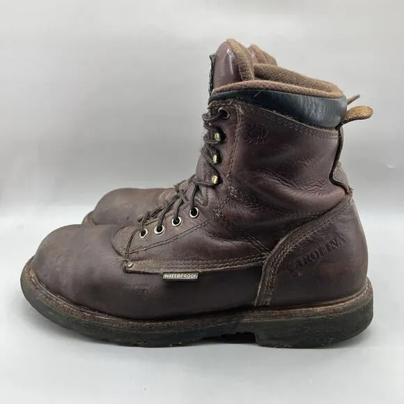 Carolina 8&quot; Steel Toe Boots Men's Size 11 B Brown Leather Waterproof High Shoes