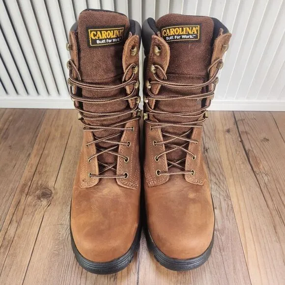 Carolina 8&quot; Waterproof Steel Toe Work Boots Men 8.5 EE Wide Brown Leather CA3524