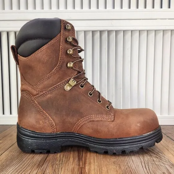 Carolina 8&quot; Waterproof Steel Toe Work Boots Men 8.5 EE Wide Brown Leather CA3524