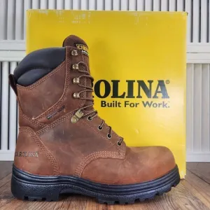 Carolina 8&quot; Waterproof Steel Toe Work Boots Men 8.5 EE Wide Brown Leather CA3524