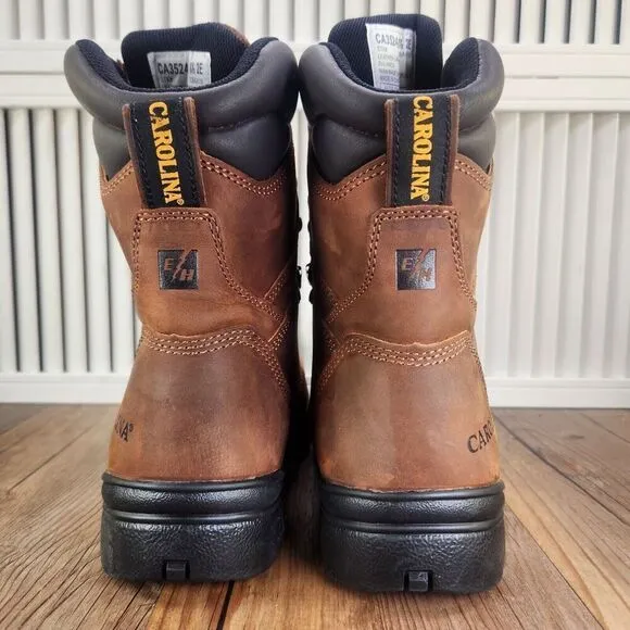 Carolina 8&quot; Waterproof Steel Toe Work Boots Men 8.5 EE Wide Brown Leather CA3524