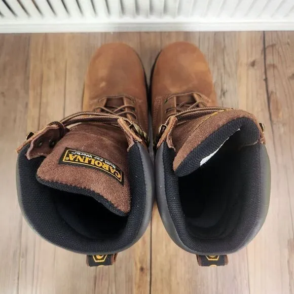 Carolina 8&quot; Waterproof Steel Toe Work Boots Men 8.5 EE Wide Brown Leather CA3524