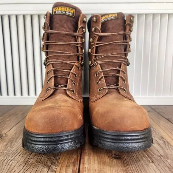 Carolina 8&quot; Waterproof Steel Toe Work Boots Men 8.5 EE Wide Brown Leather CA3524