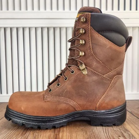 Carolina 8&quot; Waterproof Steel Toe Work Boots Men 8.5 EE Wide Brown Leather CA3524
