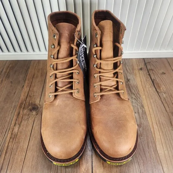 Chippewa Classic 2.0 6&quot; Plain Boots Mens 13D Brown Leather Steel Toe Work MC2069