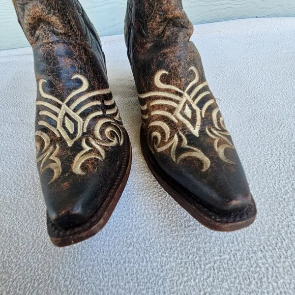 Circle G By Corral Brown Crackle Western Distressed Boots Women SZ 7 Cowgirl