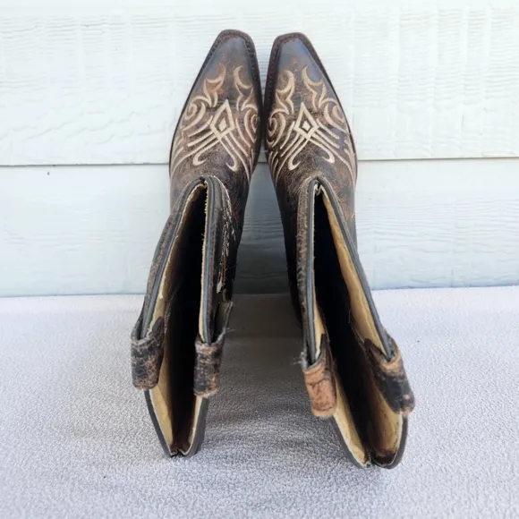 Circle G By Corral Brown Crackle Western Distressed Boots Women SZ 7 Cowgirl