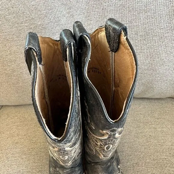 Circle G By Corral Women’s Black Crackle / Bone Embroidery Western Boots 6.5