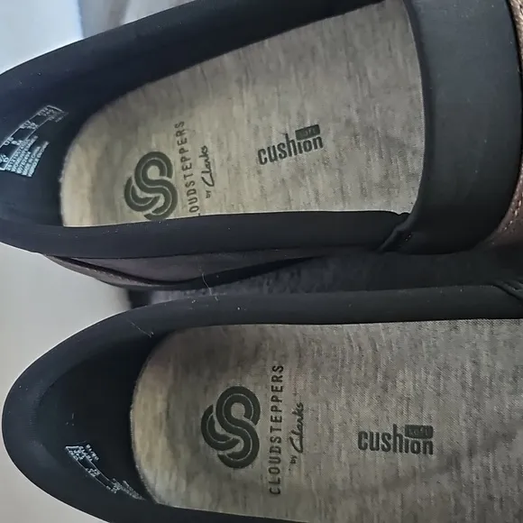Clarks Cloud Steppers Sillian Blair Slip On Shoes 8M Metallic Brown/ Black Flats