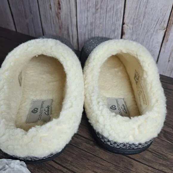 Clarks Cloudsteppers Lenox Dream Slip On Mule Slipper Women's Sz 9 M Dark Pewter