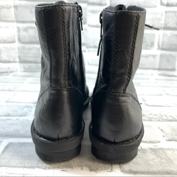Clarks Women 7.5 M Black Leather Crinkled Zip Boots