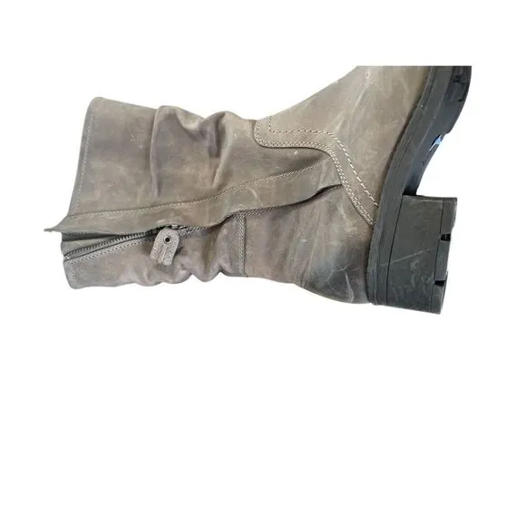 Clarks Women’s Mansi Juniper Midcalf Leather Moto Boots Gray Brown Size 9.5 M