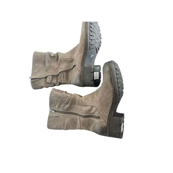 Clarks Women’s Mansi Juniper Midcalf Leather Moto Boots Gray Brown Size 9.5 M