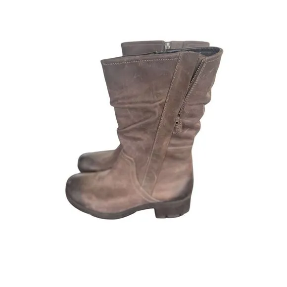 Clarks Women’s Mansi Juniper Midcalf Leather Moto Boots Gray Brown Size 9.5 M