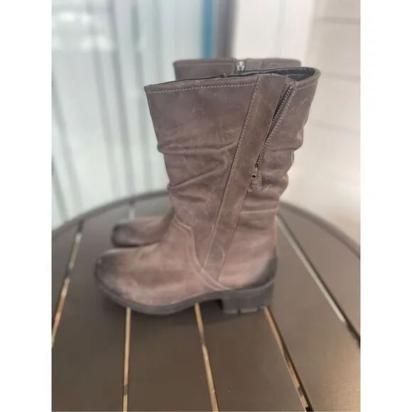 Clarks Women’s Mansi Juniper Midcalf Leather Moto Boots Gray Brown Size 9.5 M