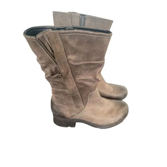 Clarks Women’s Mansi Juniper Midcalf Leather Moto Boots Gray Brown Size 9.5 M