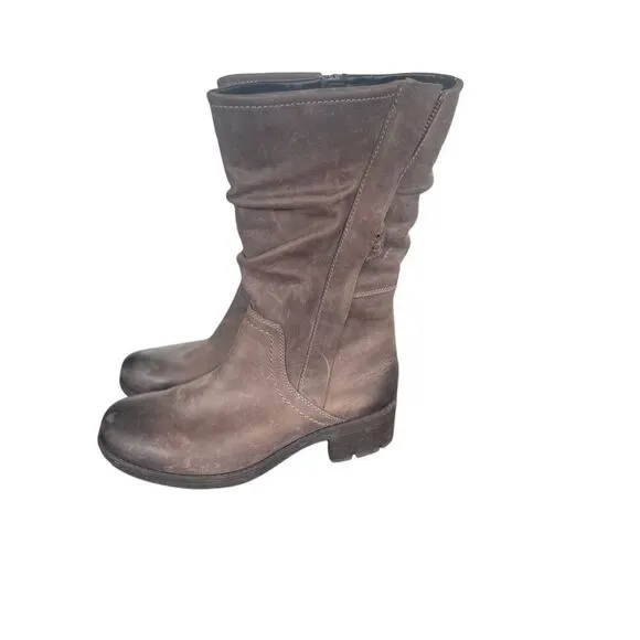 Clarks Women’s Mansi Juniper Midcalf Leather Moto Boots Gray Brown Size 9.5 M