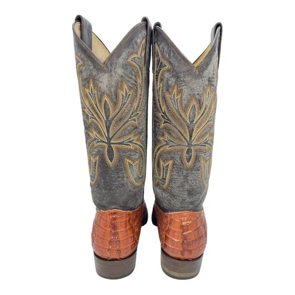 Classified Charlet Stacked Heel Cowboys Western Boots Black Croc US Sz 8.5