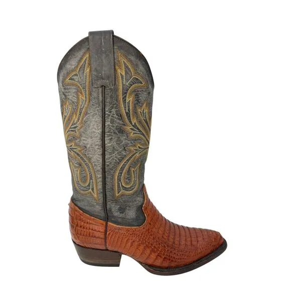 Classified Charlet Stacked Heel Cowboys Western Boots Black Croc US Sz 8.5