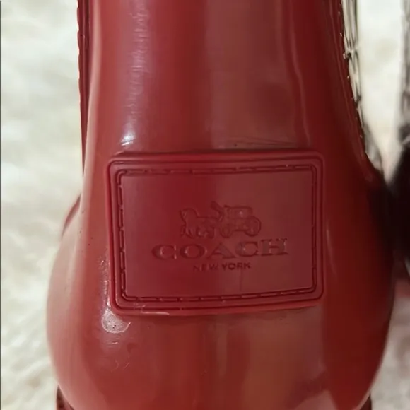 Coach Red Rain &amp; Snow Boots with Embossed Design