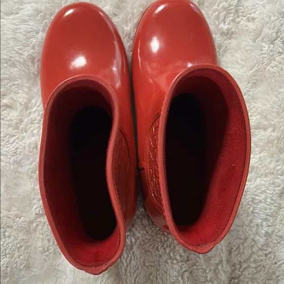 Coach Red Rain &amp; Snow Boots with Embossed Design