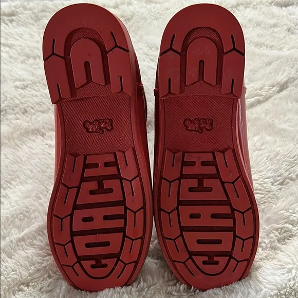 Coach Red Rain &amp; Snow Boots with Embossed Design
