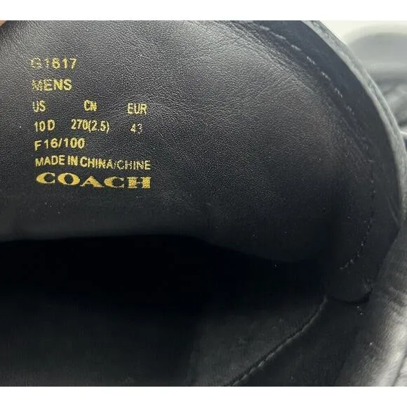 COACH Rexy Trex C101 Black Leather Lace up Sneakers Men’s Size 10 D