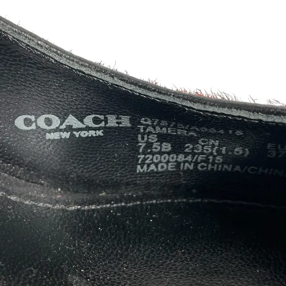 Coach Tamera Red Black Plaid Pony Hair Pointed Toe Pump Heel Shoes Sz 7.5