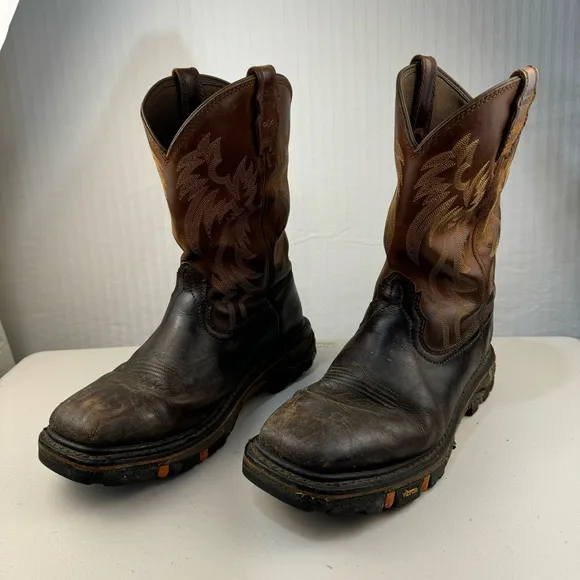 Cody James 11” Decimator Brown Leather Western Boots Vibram Foot Men’s Size 12D