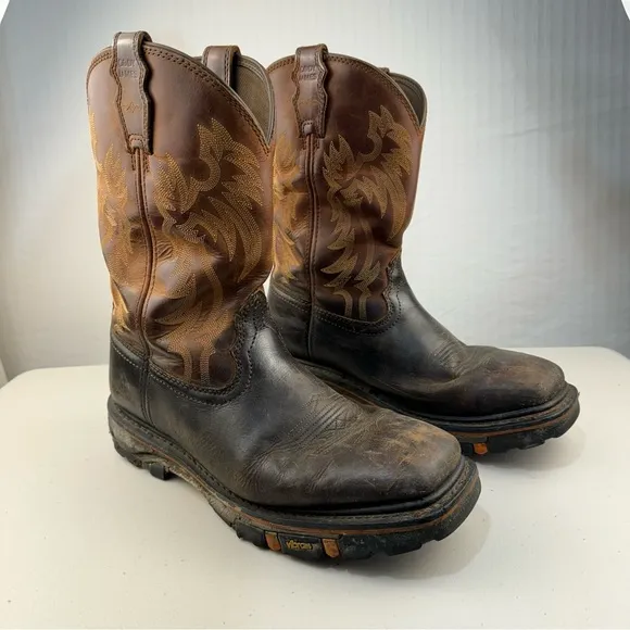 Cody James 11” Decimator Brown Leather Western Boots Vibram Foot Men’s Size 12D