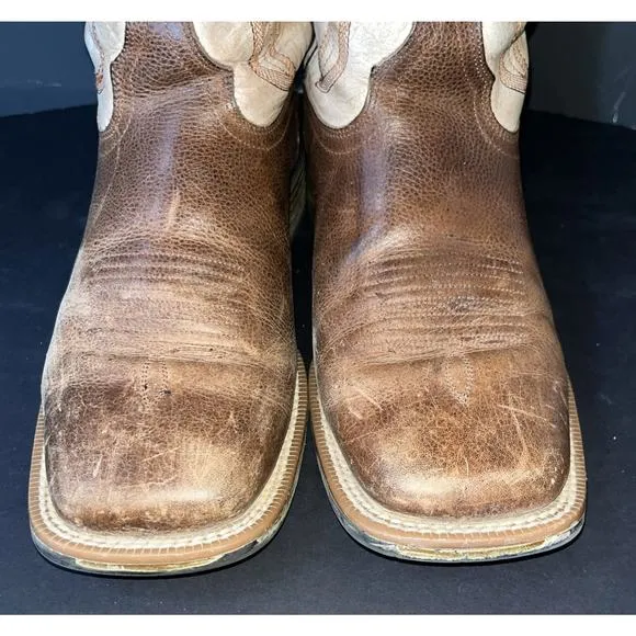 Cody James Brown‎ Ivory Two Tone Leather Western Boot Men Size 8D
