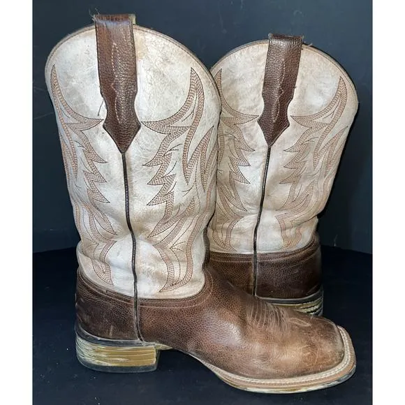 Cody James Brown‎ Ivory Two Tone Leather Western Boot Men Size 8D