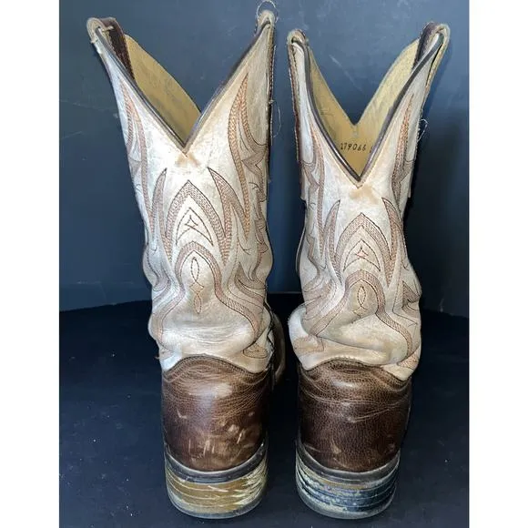 Cody James Brown‎ Ivory Two Tone Leather Western Boot Men Size 8D