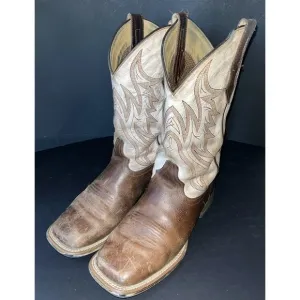 Cody James Brown‎ Ivory Two Tone Leather Western Boot Men Size 8D
