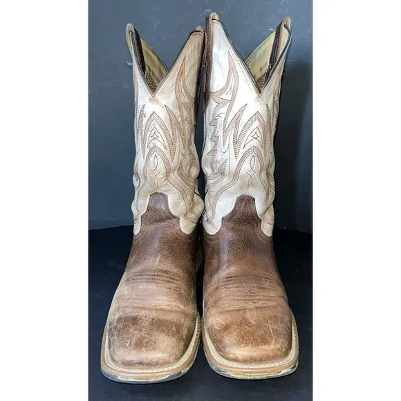 Cody James Brown‎ Ivory Two Tone Leather Western Boot Men Size 8D