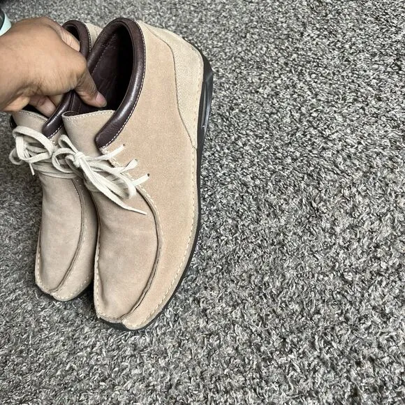 Cole Haan Beige Suede Lace Up Chukka Ankle Driving Boots Men 13 NikeAir Comfort