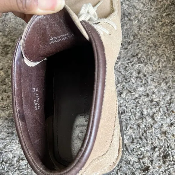 Cole Haan Beige Suede Lace Up Chukka Ankle Driving Boots Men 13 NikeAir Comfort