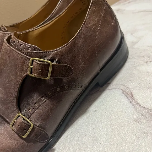 Cole Haan Brown Leather Cap Toe Double Monk Strap Shoes Men Size 13 M.