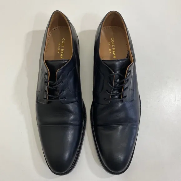 Cole Haan Grand Mens 13 Shoes Cap Toe Oxford Derby Black Lace Up