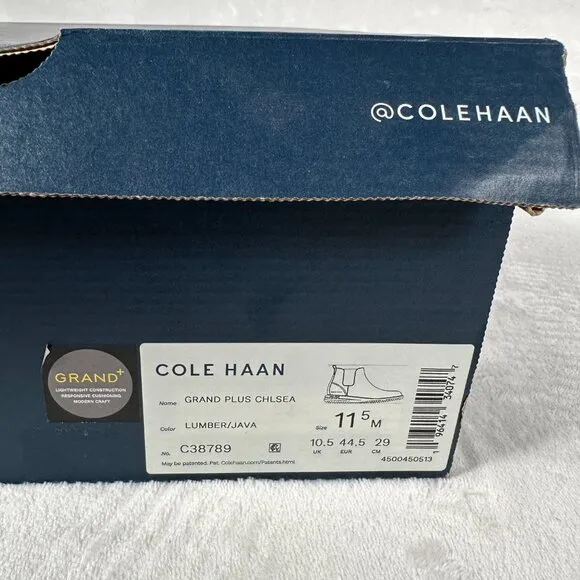 Cole Haan Grand Plus Chelsea Boots Men Size 11.5 Lumber Java Brown C38789 NWB