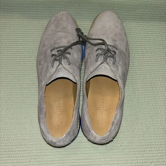 Cole Haan Great Jones Plain Toe Suede Oxford Shoes Men’s Size 9.5 C12163 Gray