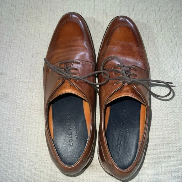 Cole Haan Lenox Hill Men’s 9M Split Toe Oxford Tan Leather Dress Shoes C11629