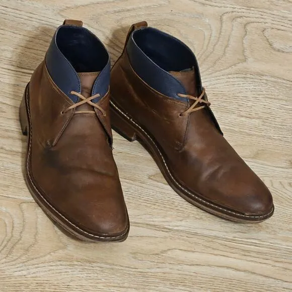 Cole Haan Mens Colton Chukka Boot Size 10M Brown Leather Plain Toe Lace Up Shoes