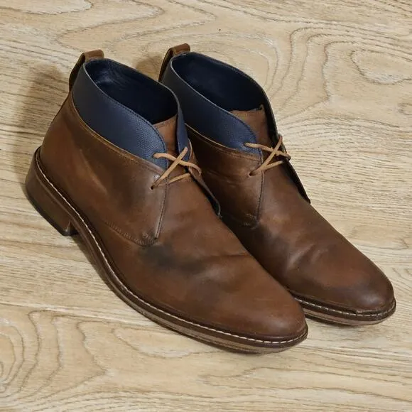 Cole Haan Mens Colton Chukka Boot Size 10M Brown Leather Plain Toe Lace Up Shoes