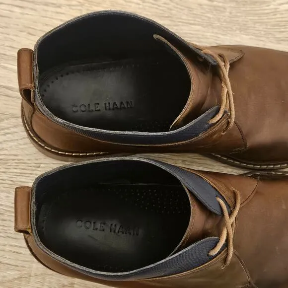 Cole Haan Mens Colton Chukka Boot Size 10M Brown Leather Plain Toe Lace Up Shoes