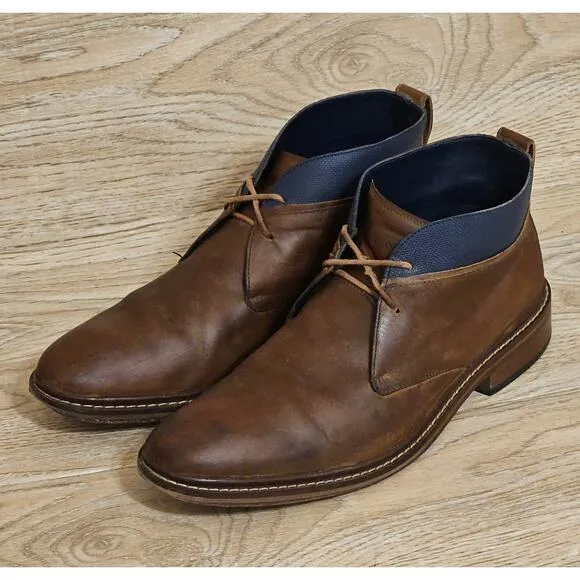Cole Haan Mens Colton Chukka Boot Size 10M Brown Leather Plain Toe Lace Up Shoes